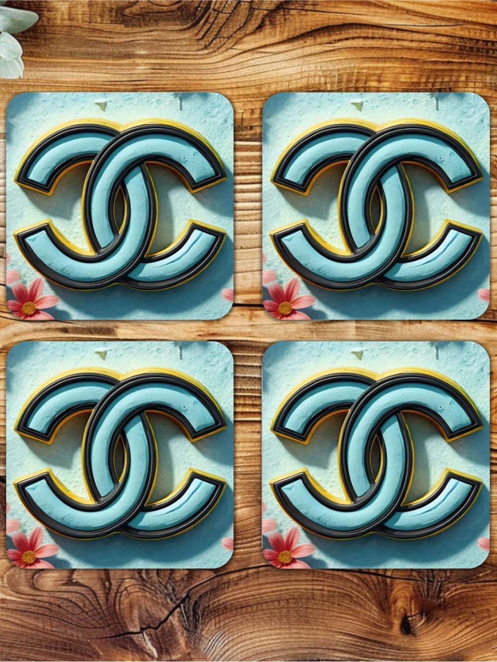 HANDMADE FASHION Set of 4 Ceramic Drink Coasters